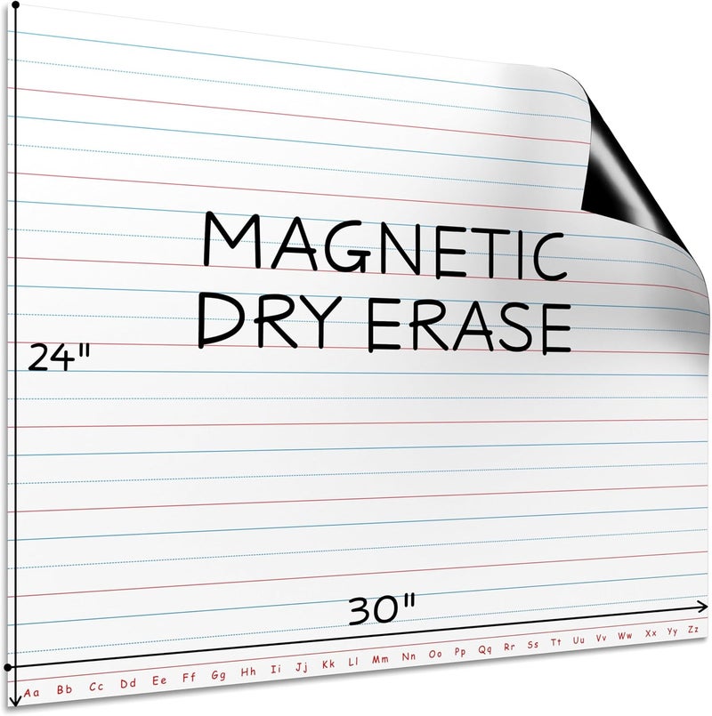 Scribbledo 30”x24” Large Magnetic Notebook Paper For Classroom Elementary Classroom Must Haves for Teachers Elementary Giant Dry Erase Magnetic Lined Paper for Whiteboard Third Fifth Grade Handwriting - Image 3